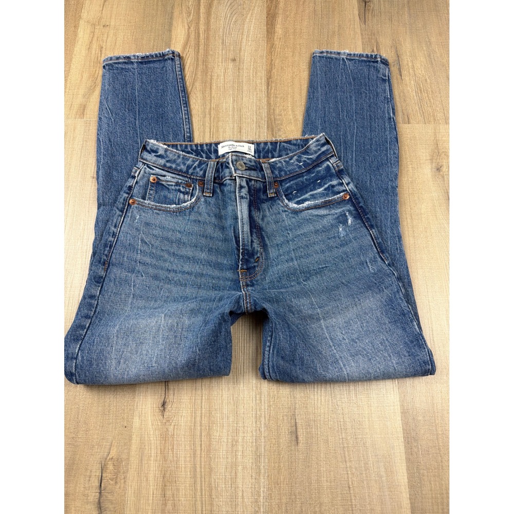 Abercrombie & Fitch Curve Love High Rise Skinny Jeans Medium Wash Blue 24 00R - Picture 3 of 5